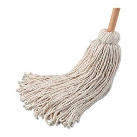 Unisan 32 Oz. 54" Wooden Handle Cotton Fiber Deck Mop, White 6/Pack - BWK132C BWK132C